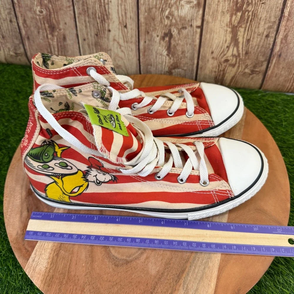 Converse Chuck Taylor High Top Youth sz 6 Red White Green Eggs and Ham Dr Seuss